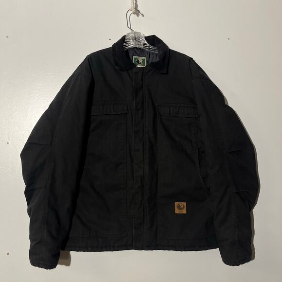 Berne Duck Core Canvas Full Zip Black Collared Coat Jacket Men’s Size Large - Picture 1 of 7